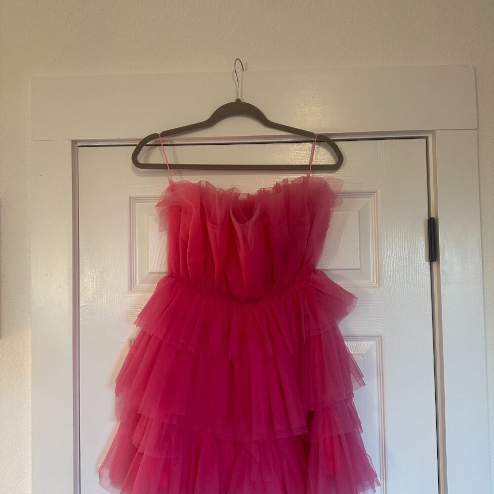 Pink Tulle Ruffle Dress - Picture 2 of 4